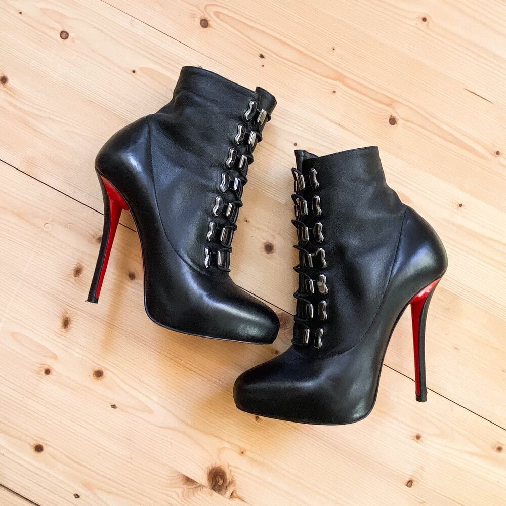 Louboutin Troopista Black Ankle Boots